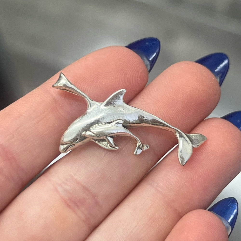 Sterling silver dolphin pendant - Vintage